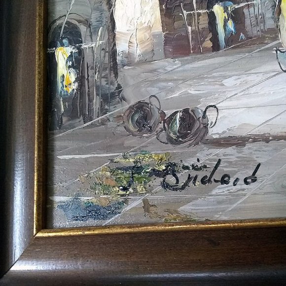 Impressionist Street Scene Original Painting Oil on Canvas Signed and Framed - Picture 5 of 9
